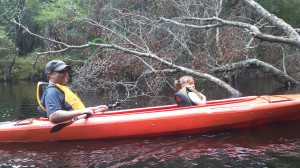 Father and daughter kayaking