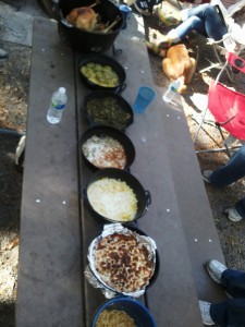 Our Thanksgiving meal all cooked over an open fire